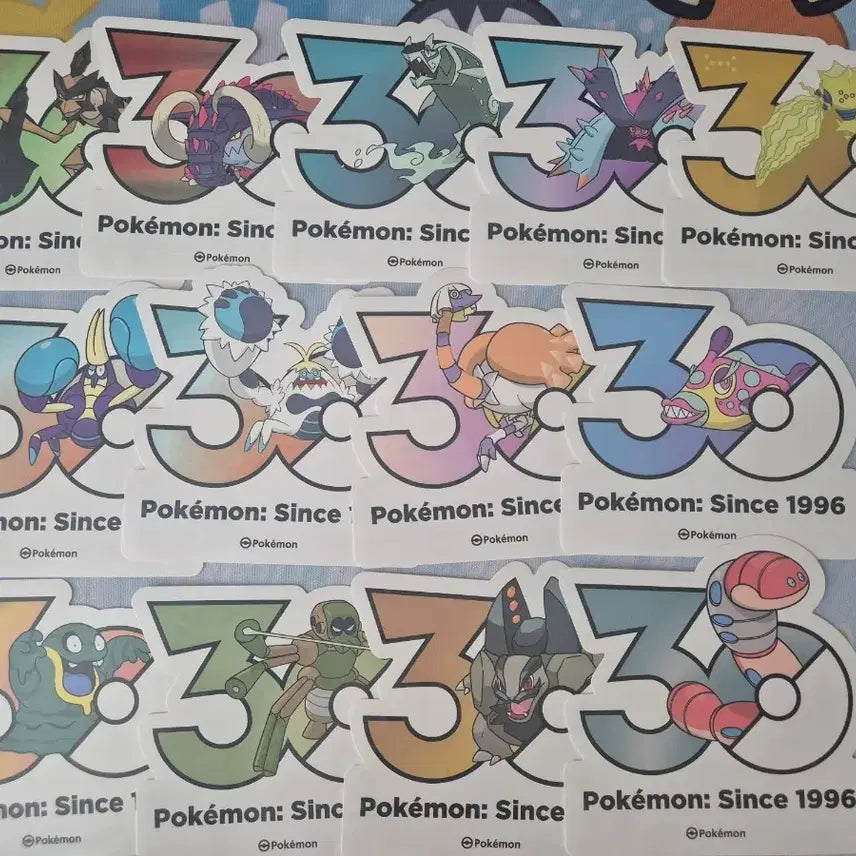 [BUNJANG] Pokemon 30th Anniversary Sticker Set (13 pcs) / 포켓몬스터 30주년 기념 스티커 13장 일괄