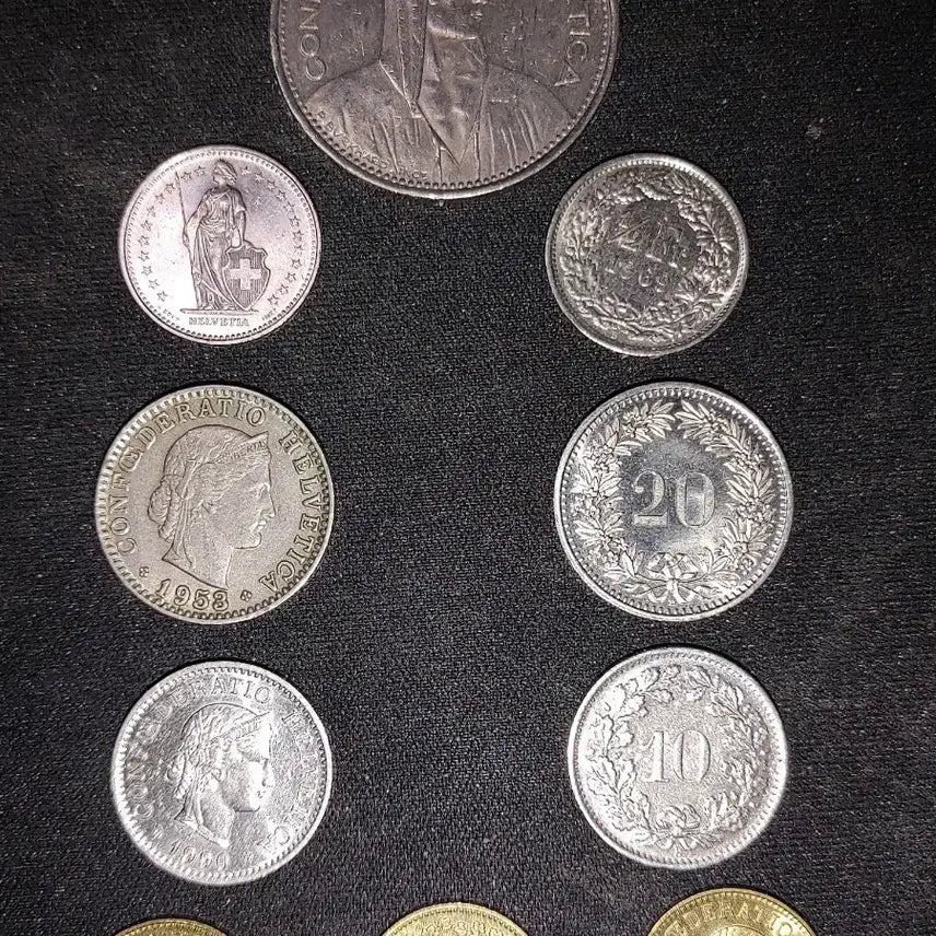 [BUNJANG] Swiss Coin Set (5 Types, 10 Coins, 1953-1993) / 스위스 주화 세트 ( 5종 10개. &