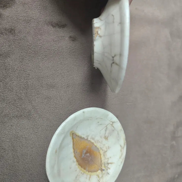 [BUNJANG] Leaf Pattern &amp; Ice Crackle Glaze Mini Plate Set (Set of 2) / &