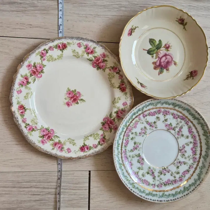 [BUNJANG] Vintage Rose Pattern Small Plates and Bread Plates Set / 빈티지 소접시,브레드 접시 세트판마