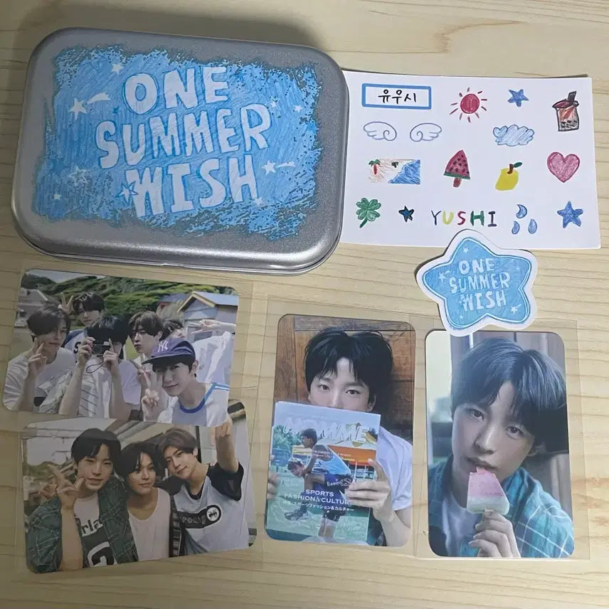 [BUNJANG] NCT WISH Summer Exhibition Tin Case Set with Yushi Photocard and Stickers / 원가이하) 엔시티위시 여름 전시회 틴케이스 유우시 포카 스티커 포함