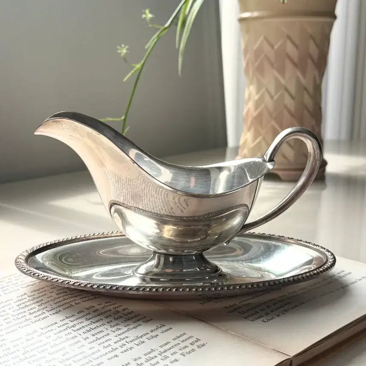 [BUNJANG] Vintage Silver-Plated Integrated Gravy Boat / 빈티지 실버플레이트 일체형 그레이비보트
