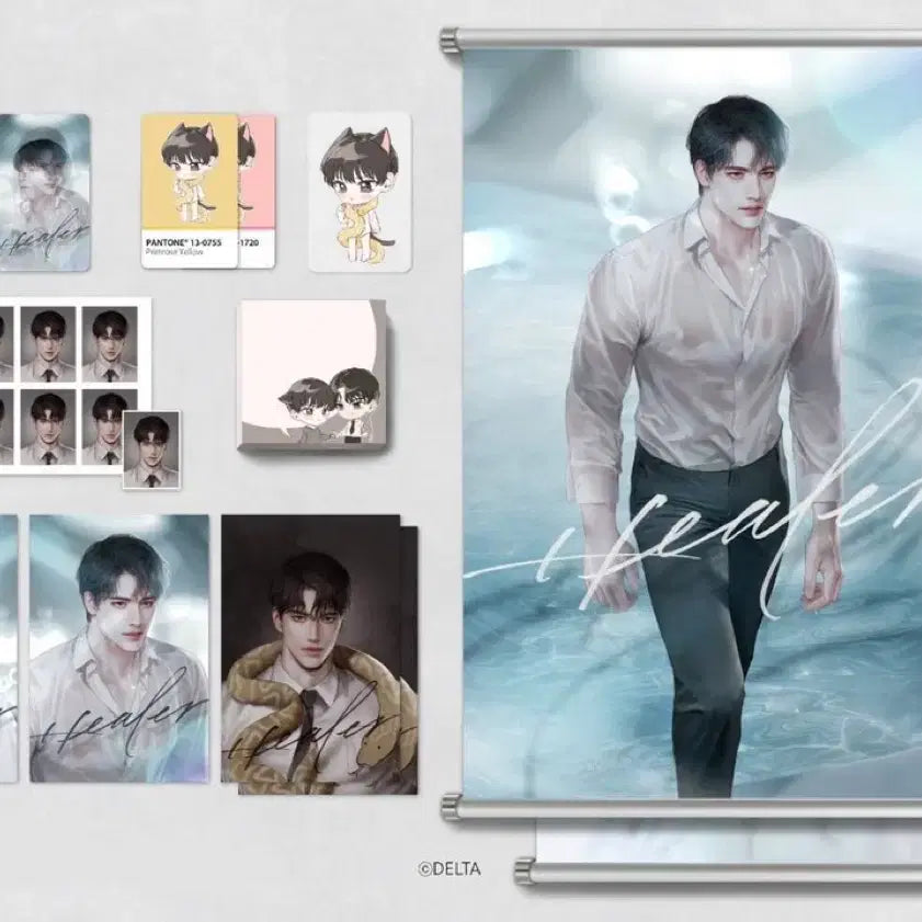 [BUNJANG] Healer Delta Full Goods Set - Scroll, Tapestry, Photocard, Postcard, ID Photo / 힐러 델타님 굿즈 세트 족자봉 태피스트리 포카 엽서 증사 메카니스트