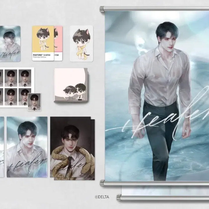 [BUNJANG] Healer Delta Full Goods Set - Scroll, Tapestry, Photocard, Postcard, ID Photo / 힐러 델타님 굿즈 세트 족자봉 태피스트리 포카 엽서 증사 메카니스트