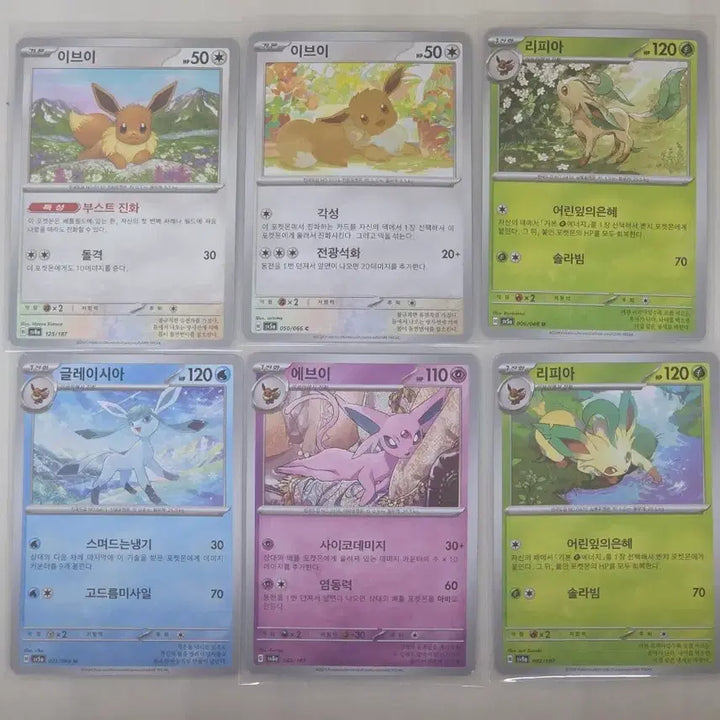 [BUNJANG] Pokemon Card Eevee Leafeon Glaceon Sylveon Normal Card / 포켓몬 카드 이브이 리피아 글레이시아 에브이 일반 카드