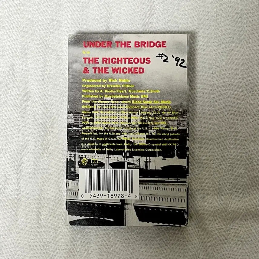 [BUNJANG] Red Hot Chili Peppers Under the Bridge Single Cassette Tape (Used, Mint Condition) / 레드핫칠리페퍼스 Red Hot Chili Peppers - Under the Bridge 싱글 카세트 (중고 민트급)