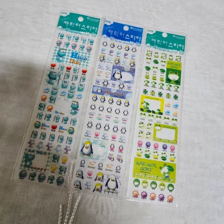 [BUNJANG] Barunson Character Glitter Square Stickers Retro Stationery / 바른손 캐릭터 반짝이 사각 스티커 고전문구 다꾸 개골구리 미스터쿨 디노 레트로