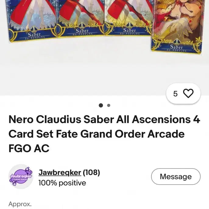[BUNJANG] Fate/Grand Order Arcade Cards Nero Claudius &amp; Illyasviel von Einzbern / 페그오 페이트 네로 클라우디우스 세이버 일리야스비엘 캐스터 아케이드 카드
