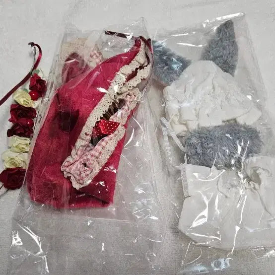 [BUNJANG] Red Hat &amp; Wolf Set Bundle (2 Sets) / 솜인형 옷 빨간 모자와 늑대 2세트 일괄  솜깅옷