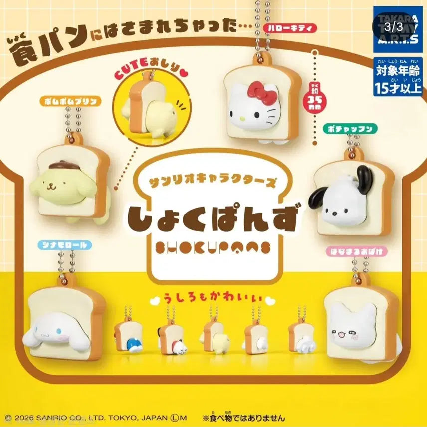 [BUNJANG] Sanrio Shokupanman Keychain Gacha Kitty / 산리오 식빵 키링 가챠 키티