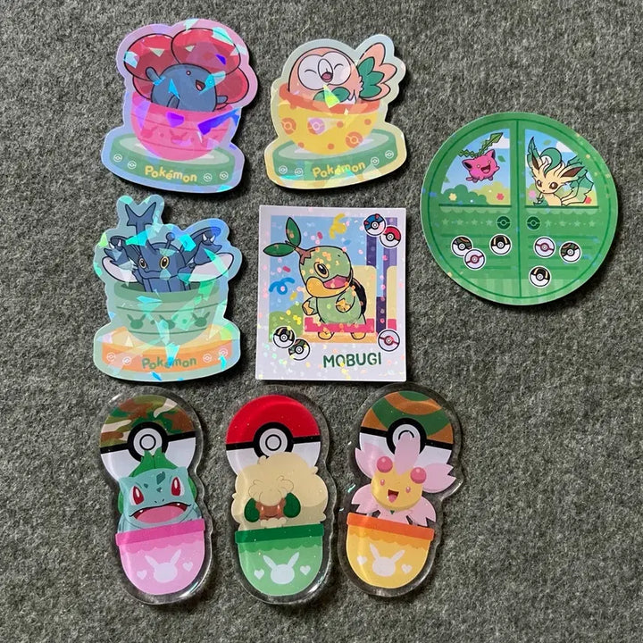 [BUNJANG] Pokemon Lotte World Sticker Gacha Capsule Toy Set / 포켓몬 롯데월드 스티커 가챠 캡슐토이 나몰빼미 리피아 모부기 따라큐 팬텀 조로아 마샤도 모르페코 이상해씨