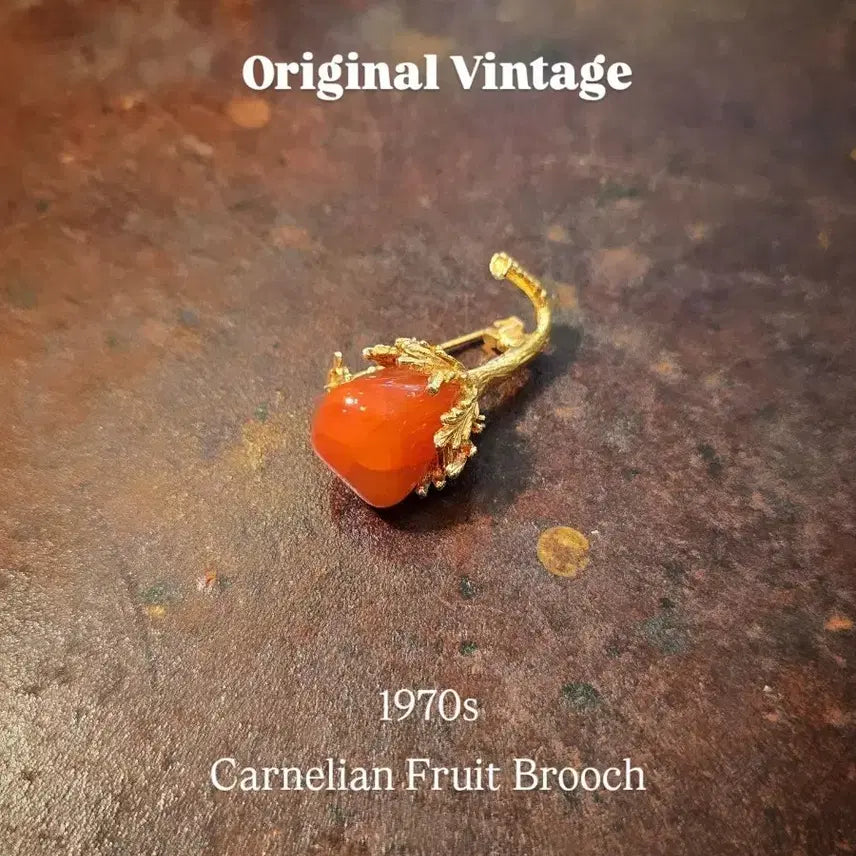 [BUNJANG] 1970s British Carnelian Berry Fruit Brooch / 1970s 영국 카넬리안 열매 과일 브로치