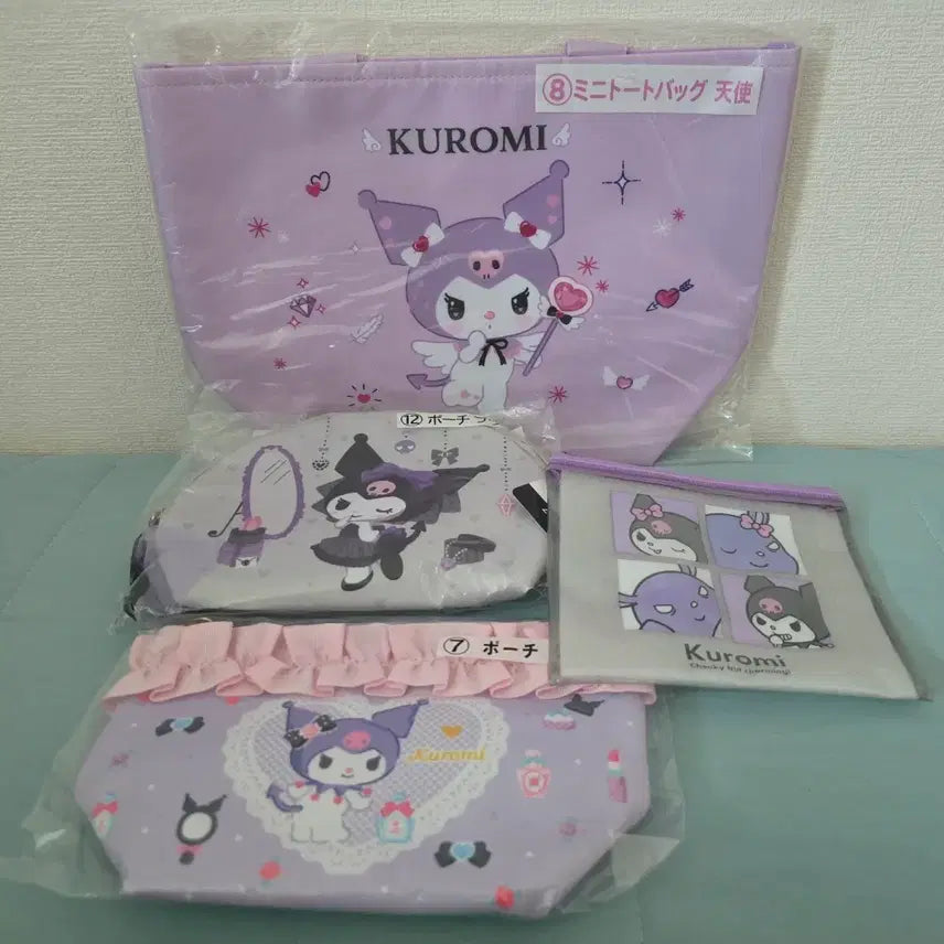[BUNJANG] Kuromi Mini Tote Bag &amp; Pouch 3-Piece Set / 쿠로미 미니 토트백 파우치 3종 세트