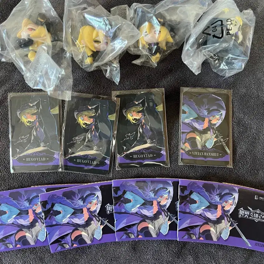 [BUNJANG] Zenless Zone Zero The Venti Collaboration Hugo &amp; Bo Staff Figure Set with Photocards and Cup Holders / 젠레스 존 제로(젠존제) 더벤티 콜라보 휴고, 방부 피규어 및 포토카드(휴고3,비비안1), 비비안 컵홀더