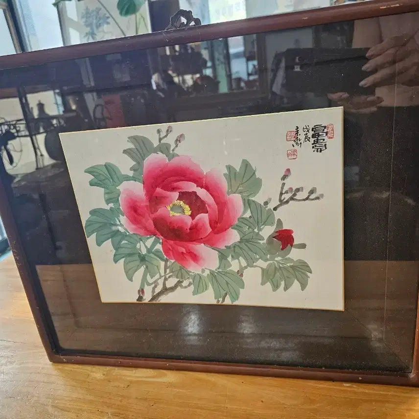 [BUNJANG] Park Chun-Mook Peony Painting / 소재. 박춘묵.  목단그림. 51. 42. 두께5