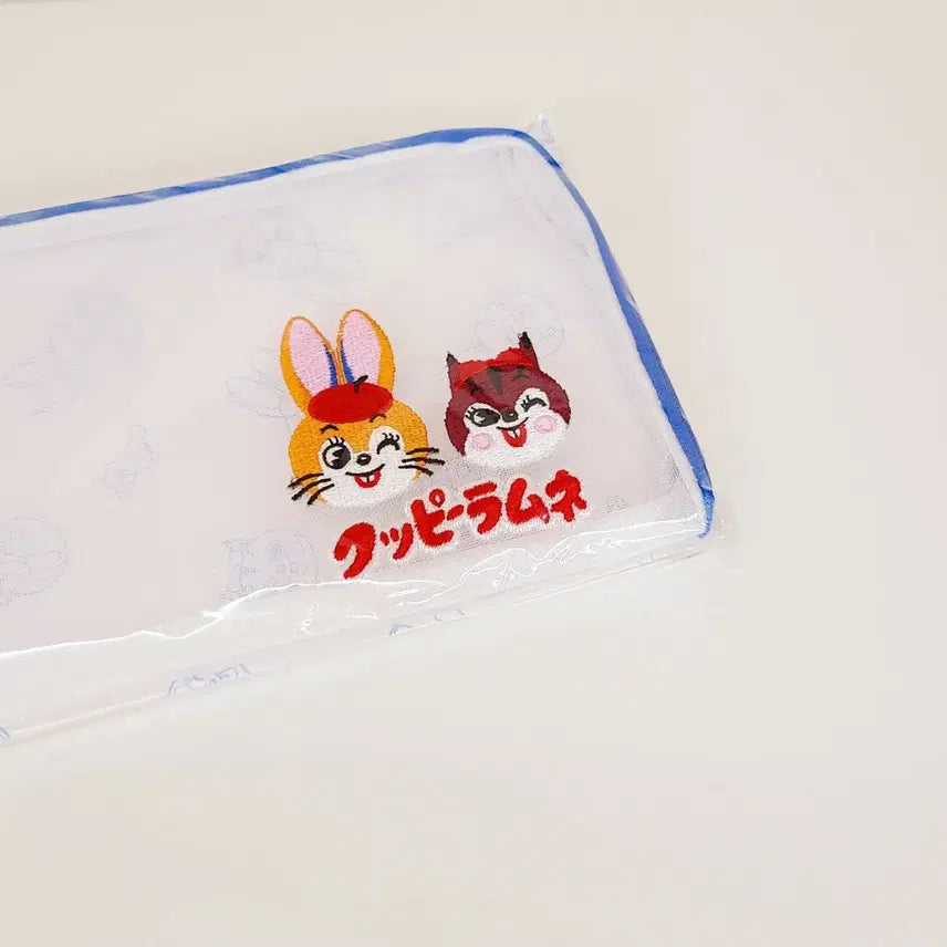 [BUNJANG] Kuppi Ramune Embroidered Rabbit &amp; Squirrel Pouch (Sealed) / 쿠피 라무네 파우치 미개봉 새상품 일본내수용 토끼 다람쥐 데일리용 여행용 화장품 정리