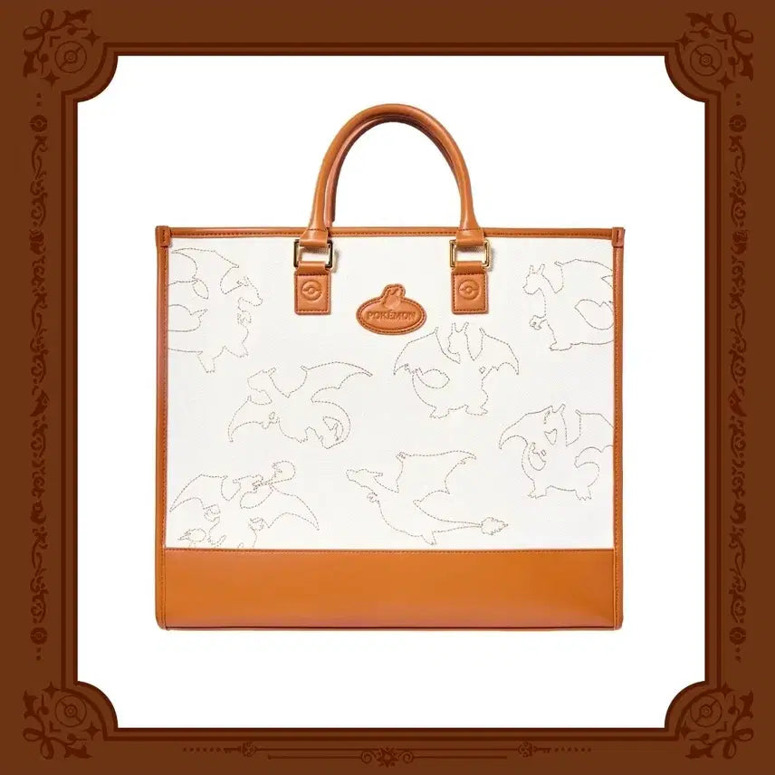 [BUNJANG] Pokémon ETERNAL ANTIQUE METAL Leather Canvas Tote Bag / 포켓몬스터 ETERNAL ANTIQUE METAL 레더 캔버스 토트백