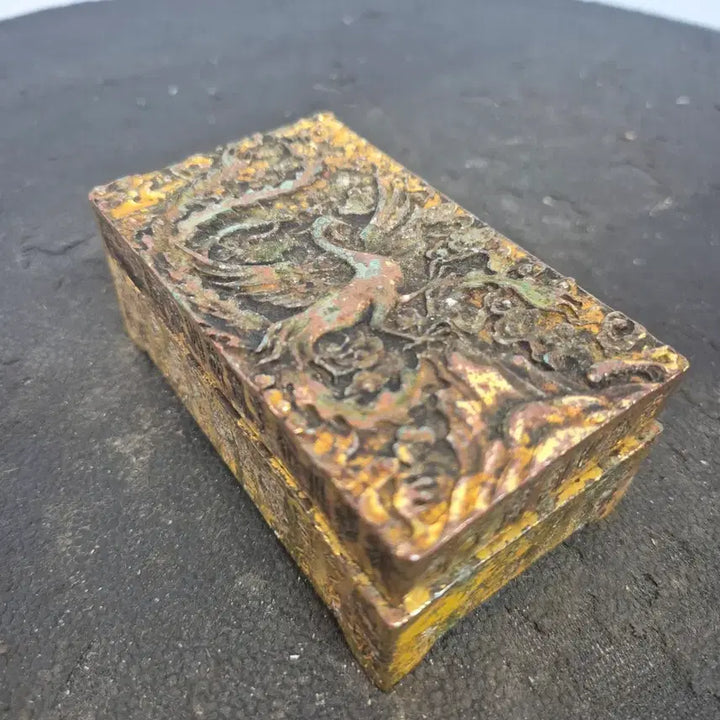 [BUNJANG] Celadon Blue-Gold Dragon and Phoenix Pattern Incense Burner / 청금동용봉문인장인함
