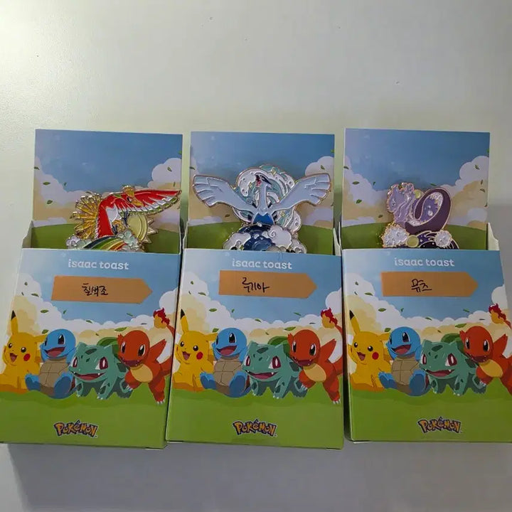 [BUNJANG] Isak Toast Pokémon Pin Badge Lugia / Ho-Oh / Mewtwo Set / 이삭토스트 포켓몬스터 핀뱃지 루기아/칠색조/뮤츠