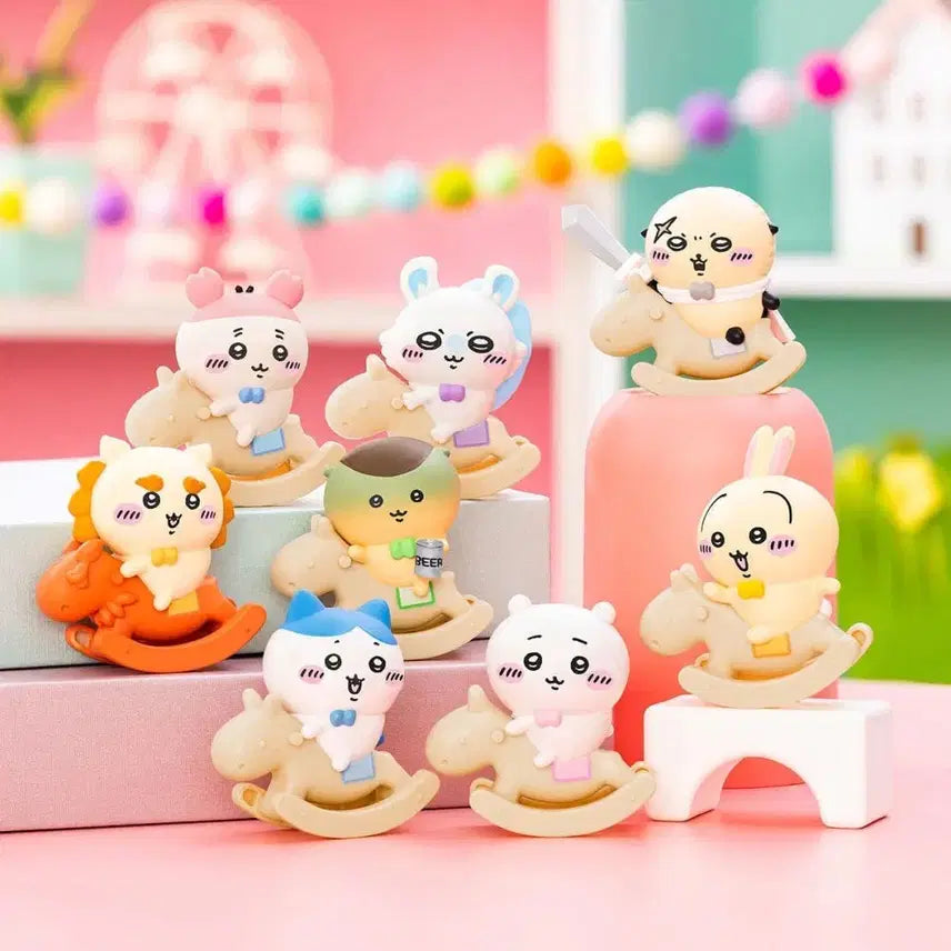 [BUNJANG] Chiikawa Merry-Go-Round Figure Set (Momonga &amp; Kani) / 일괄)치이카와 흔들목마 피규어 모몽가 카니 세트 목마카니 목마모몽가