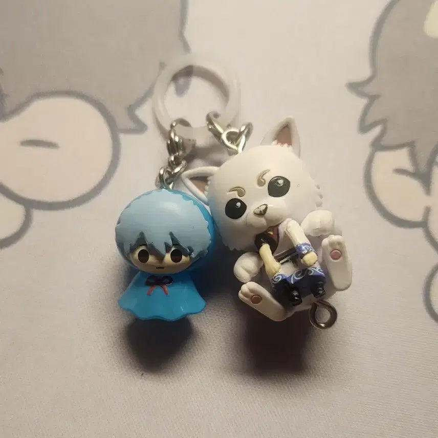 [BUNJANG] Gintama Gintoki &amp; Sadaharu Strap Charm Bundle / 은혼 긴토키 사다하루 메지루시 롱가챠 일괄 양도