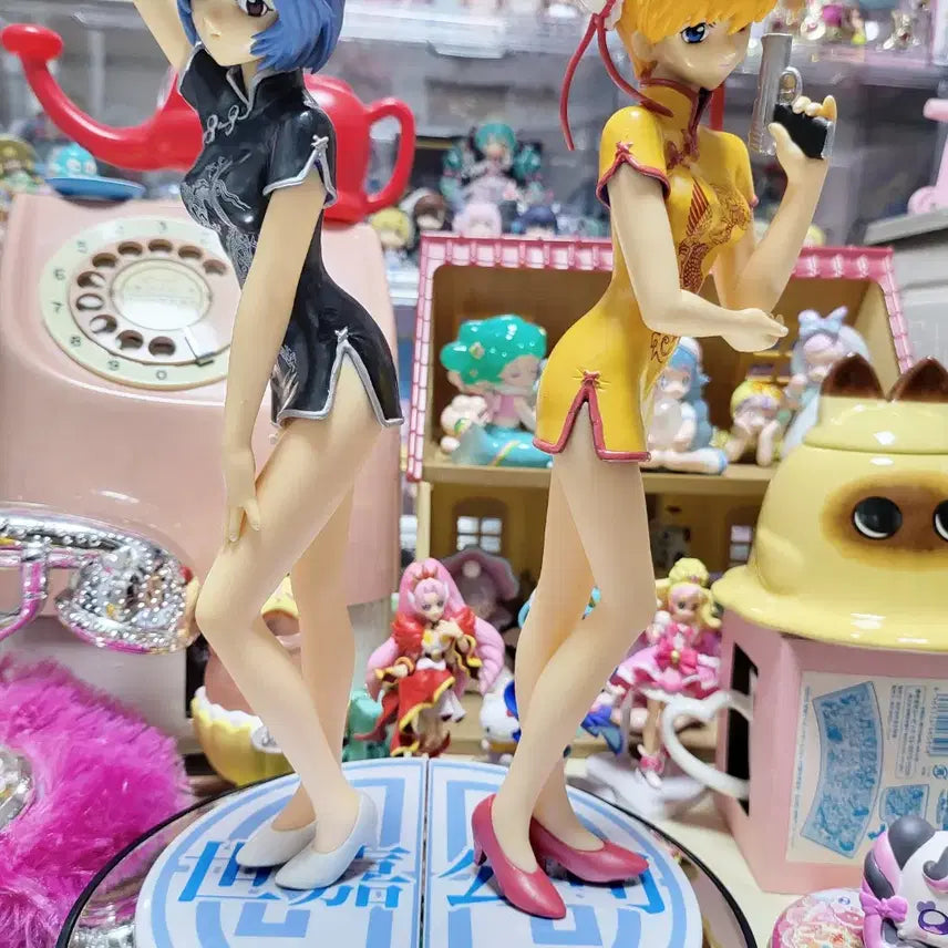 [BUNJANG] Evangelion Asuka &amp; Rei Cheongsam Version Figures Bundle / 에반게리온 아스카 레이 치파오 고전 미소녀 피규어 방꾸 미소녀 피규어 일괄