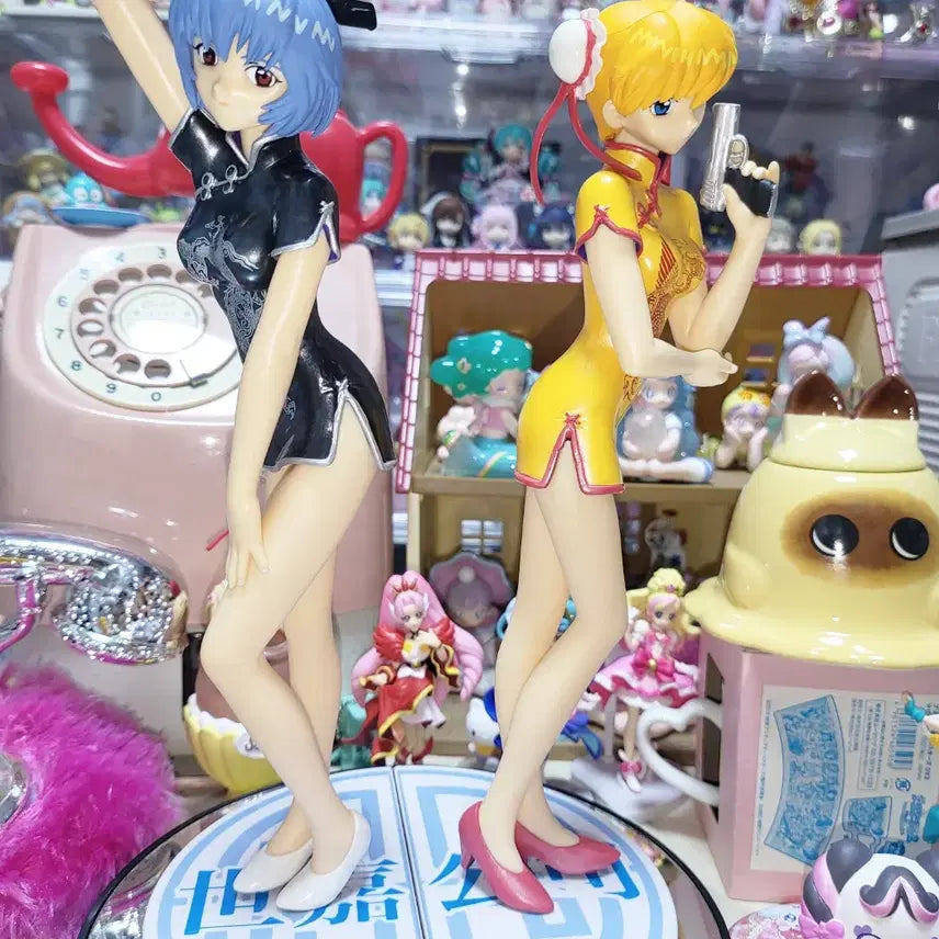 [BUNJANG] Evangelion Asuka &amp; Rei Cheongsam Version Figures Bundle / 에반게리온 아스카 레이 치파오 고전 미소녀 피규어 방꾸 미소녀 피규어 일괄