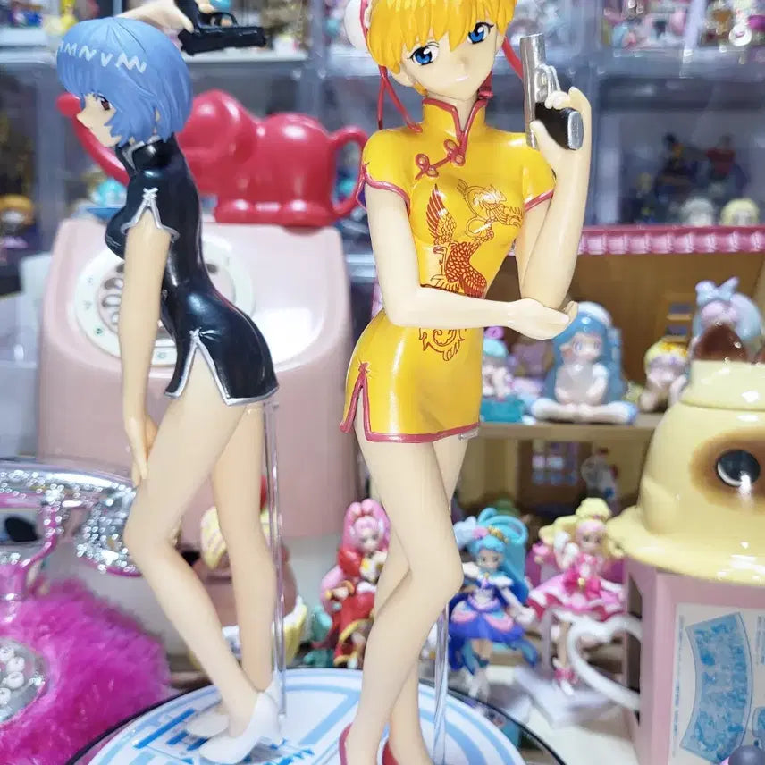 [BUNJANG] Evangelion Asuka &amp; Rei Cheongsam Version Figures Bundle / 에반게리온 아스카 레이 치파오 고전 미소녀 피규어 방꾸 미소녀 피규어 일괄