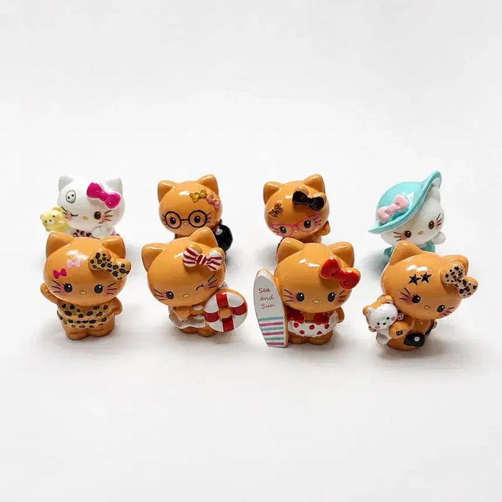 [BUNJANG] Tanning Kitty 8-Piece Figure Set / 태닝키티 피규어 8종세트