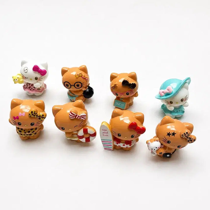 [BUNJANG] Tanning Kitty 8-Piece Figure Set / 태닝키티 피규어 8종세트