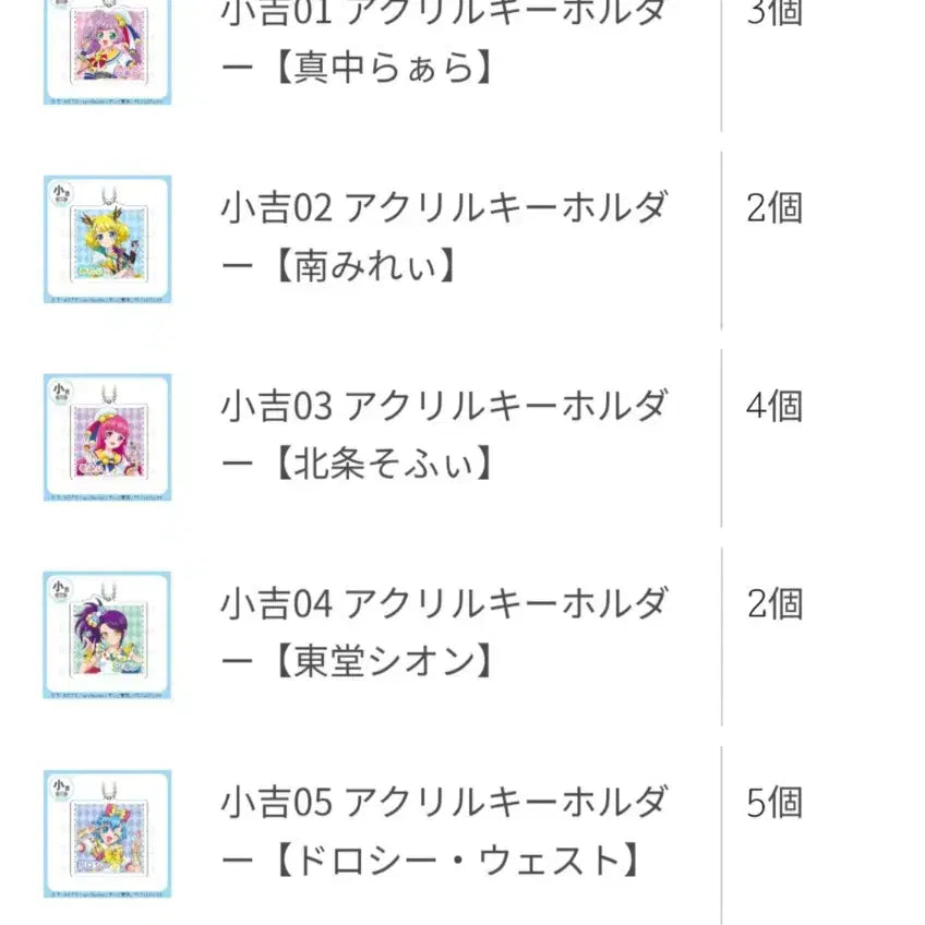 [BUNJANG] Pripara 15th Anniversary Marukuji Prize Keyring &amp; Can Badge Set / 프리파라 15주년 마루쿠지 하위상 키링, 캔뱃지