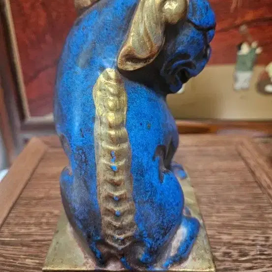 [BUNJANG] Lapis Lazuli Haechi Sculpture (15x9x9 cm) / 청금석해태조각상15   9  9 센치귀한것 설명서참고