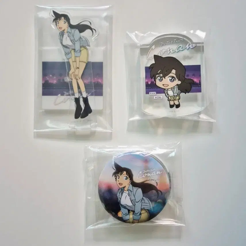 [BUNJANG] Detective Conan Sega Ichiban Kuji Ran Mori Acrylic Stand &amp; Can Badge Bundle Set / (일괄) 명탐정 코난 세가 이치방 쿠지 모리 란 아크릴 스탠드 캔뱃지 코롯타 미란이