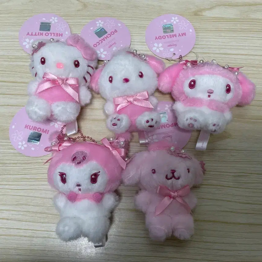 [BUNJANG] Sanrio Pink Cherry Blossom Plush Keychain Set / 산리오 핑크 벚꽃 인형키링