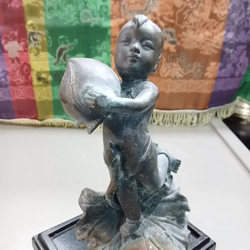 [BUNJANG] Bronze Peach Boy Statue / 청동 복숭아 동자상