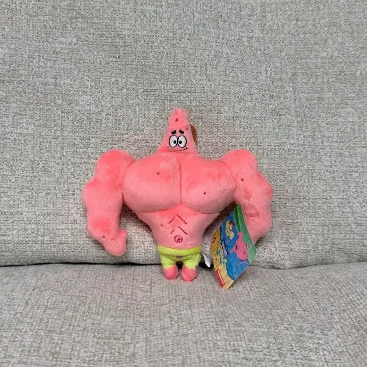 [BUNJANG] SpongeBob SquarePants Patrick Star Muscle Version 15cm Keychain Plush / 정품 스폰지밥 스펀지밥 뚱이 머슬 근육 버전 15cm 키링 인형