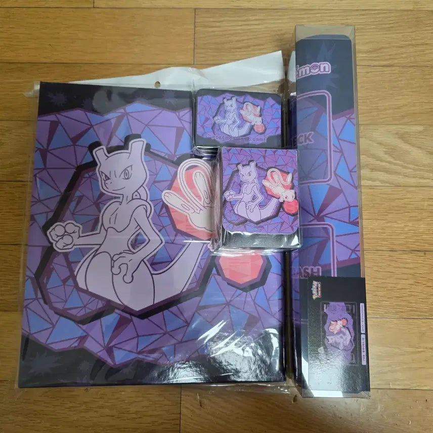[BUNJANG] Pokemon Card Game Dimension Mewtwo Playmat, Deck Case, Tin Case, Collection File Set / 포켓몬 카드 게임 디멘션 뮤 뮤츠 플레이매트 덱케이스 틴케이스 컬랙션파일 세트