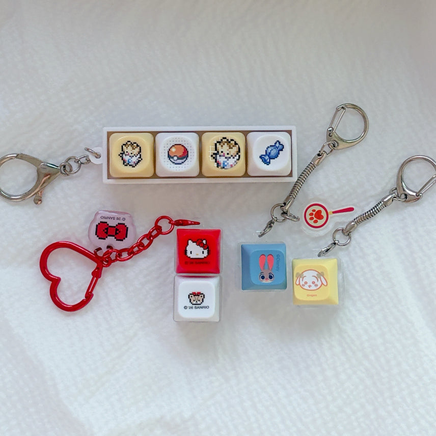 [BUNJANG] Tonymoly Pokemon Togepi, Sanrio Hello Kitty, Disney Zootopia Judy, Cheikawa Usagi Rabbit Keycap Keychain Set / 토니모리 포켓몬 토게피 산리오 키티 디즈니 주토피아 주디 먼작귀 치이카와 우사기 토끼 키캡 키링