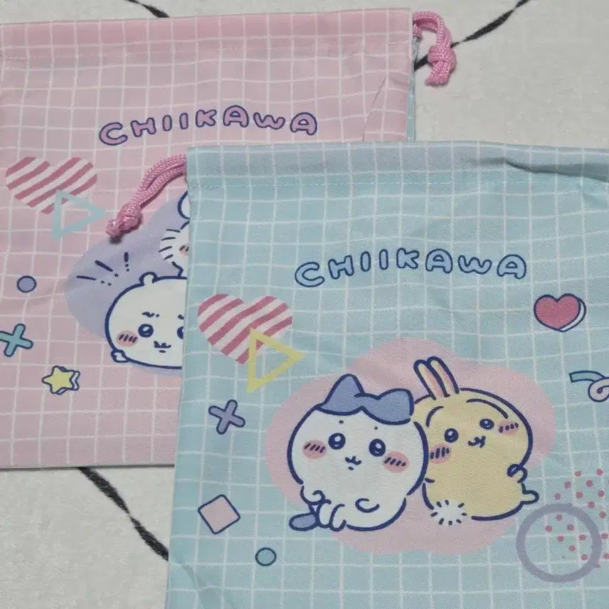 [BUNJANG] Cheekawaii Pouch Set (Pink/Sky) - 2 Types / 치이카와 파우치 2종 세트 핑크/하늘 새상품
