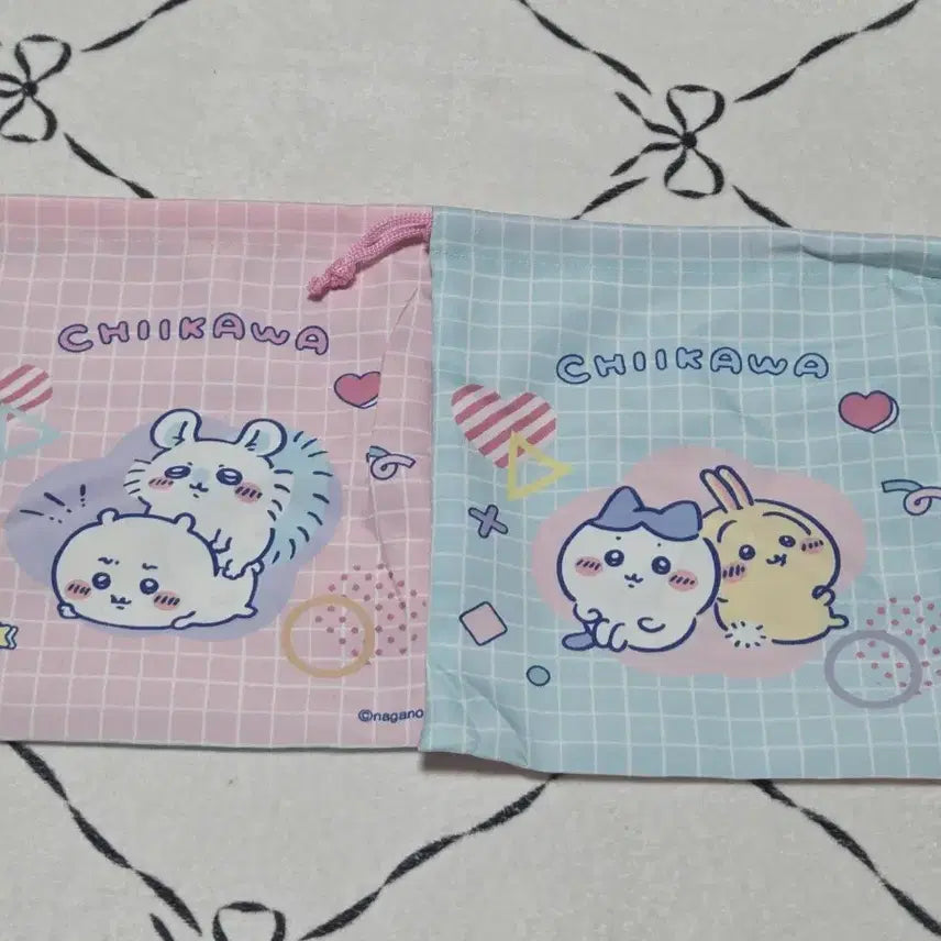 [BUNJANG] Cheekawaii Pouch Set (Pink/Sky) - 2 Types / 치이카와 파우치 2종 세트 핑크/하늘 새상품
