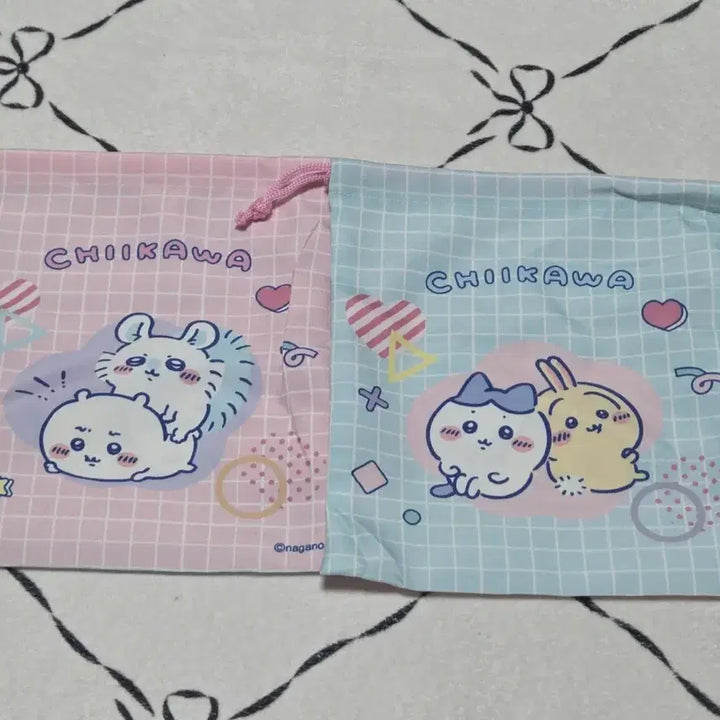 [BUNJANG] Cheekawaii Pouch Set (Pink/Sky) - 2 Types / 치이카와 파우치 2종 세트 핑크/하늘 새상품