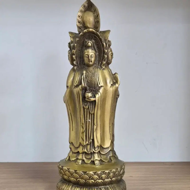 [BUNJANG] Brass Guanyin Bodhisattva Statue (Four-Faced) / 황동 관음보살상 4존불상