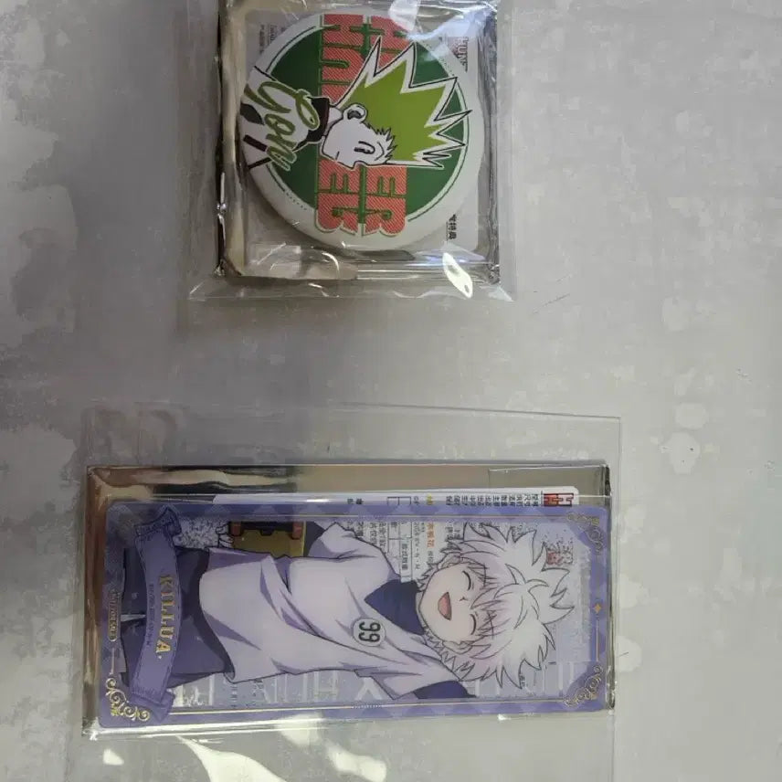 [BUNJANG] Hunter x Hunter Gon Can Badge &amp; Killua Clear Card Set / 헌터x헌터 뱃지 곤 캔뱃지 + 키르아 클리어카드 세트 일괄판매