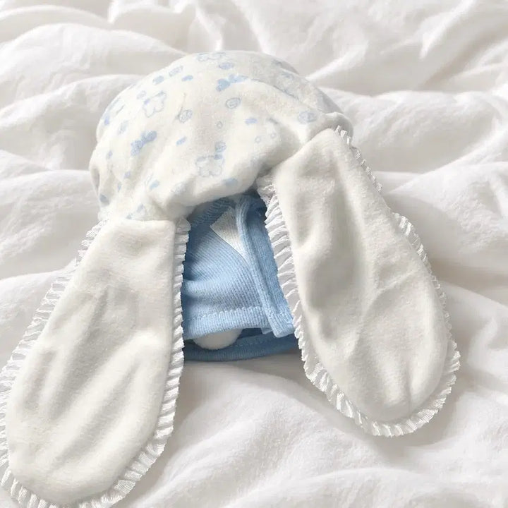 [BUNJANG] 10cm Doll Clothes Rabbit Pajamas &amp; Hat Set (Sky Blue) / 새상품 10cm인형옷, 인형 잠옷, 토끼 모자, 토끼 잠옷, 하늘색 잠옷