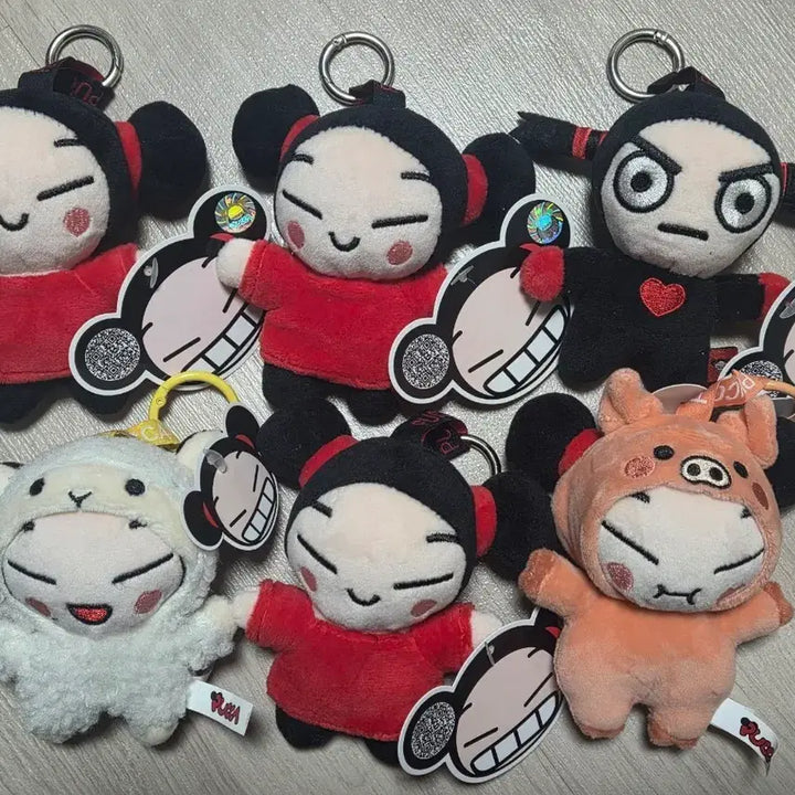 [BUNJANG] Pucca Doll Keychain Set (6 Types) / 뿌까 인형 키링 4종