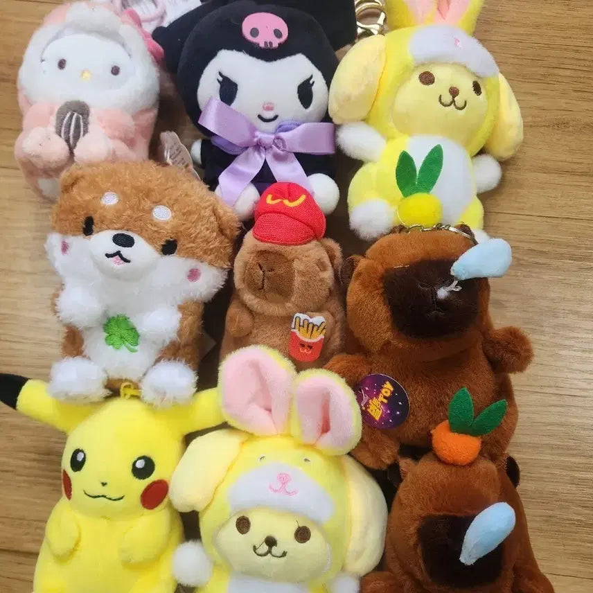 [BUNJANG] Sanrio Kuromi &amp; Pokemon Pikachu Character Keychain Doll Bundle Set / 산리오 쿠로미 포켓몬 피카츄 키링 인형 일괄