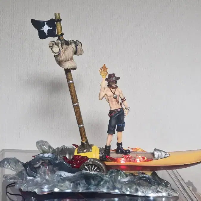 [BUNJANG] One Piece Ace - Fire Fist "Flame Dragon" - Figure Base (LED Included) / 원피스 에이스 화력배 피규어 판매합니다(피규어 미포함)