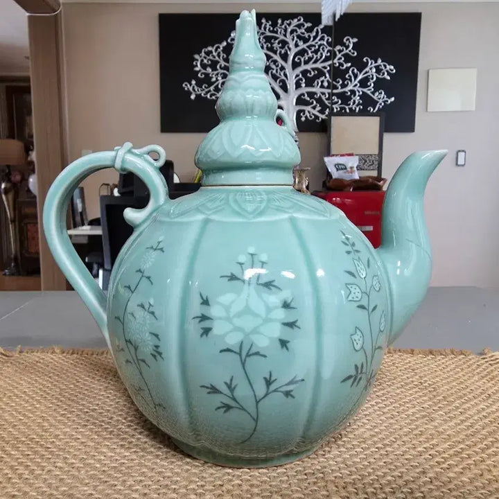 [BUNJANG] Haehwa Ceramics Handmade Celadon Lotus Pattern Teapot / 해화도예 수공예 청자 연화문 다관