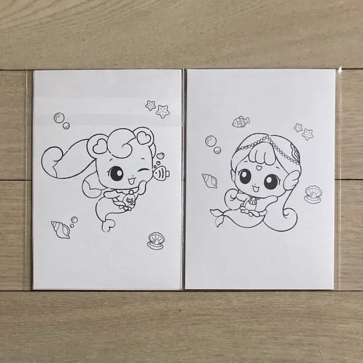 [BUNJANG] Hatchi-Ping Coloring Postcard Set / [사랑의 하츄핑: 고래보석의 전설] 하츄핑+찰랑핑 컬러링 2종 엽서세트