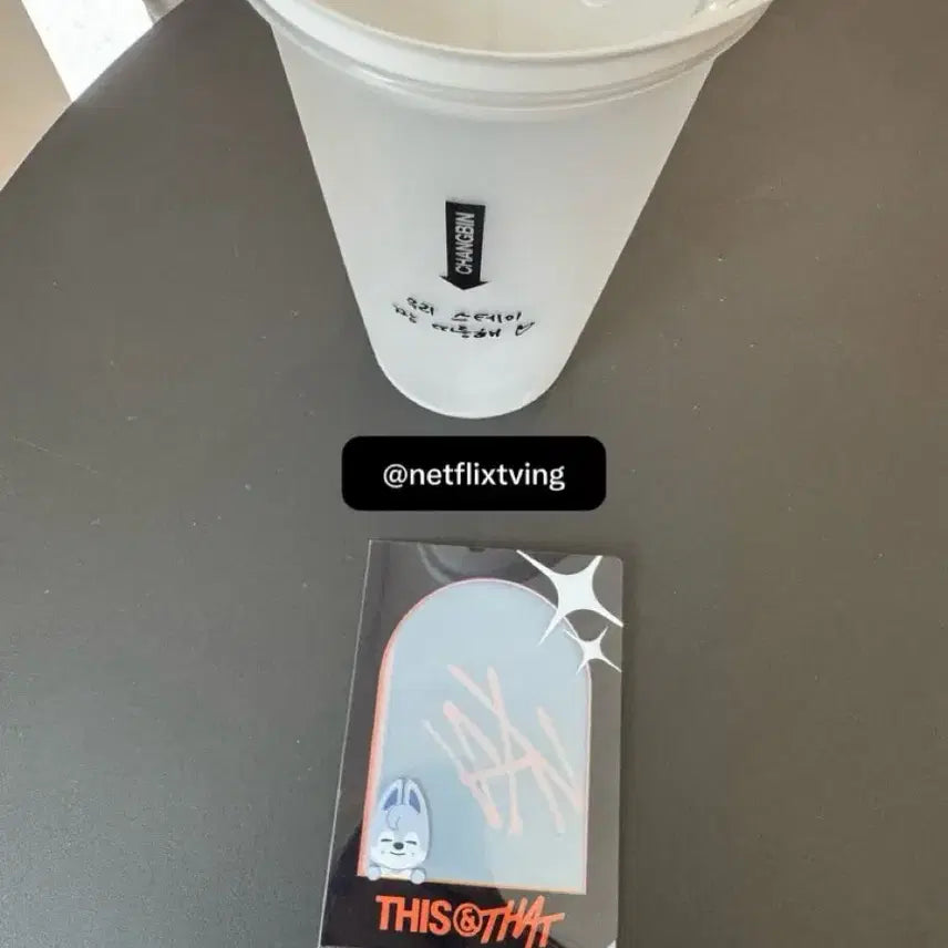 [BUNJANG] Stray Kids THIS &amp; THAT Pop-Up Bangchan Reusable Cup Photocard Holder / 스트레이키즈 스키즈 디스앤댓 팝업 포카 양도 리유저블 컵 포카 홀더 방찬